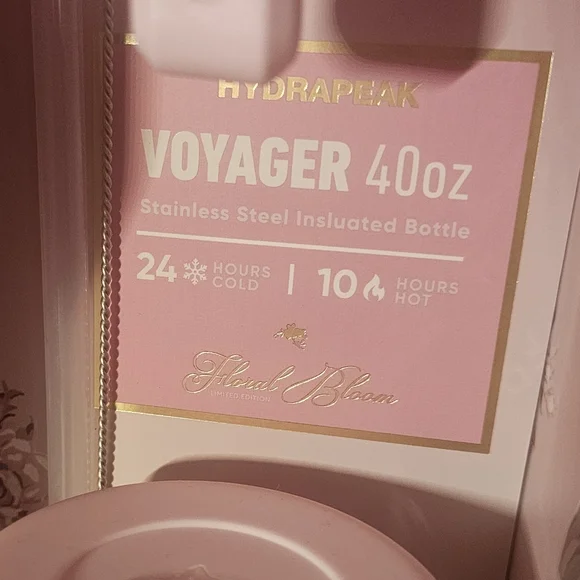 Hydrapeak Floral Tumbler with Lid - Pink and Gold - Picture 5 of 12